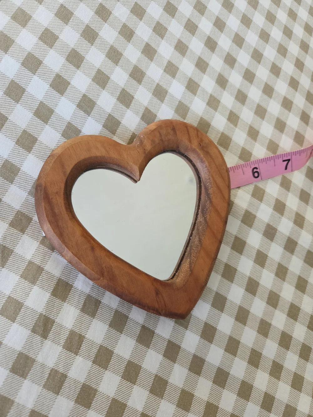 Vintage Heart-Shaped Oak Wooden Framed Mirror